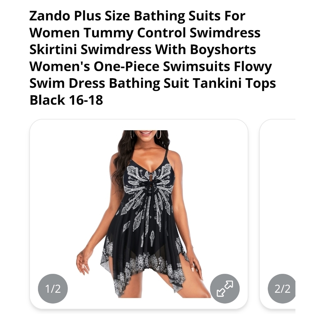 ZANDO - 16/18 Black & White Skitini Swimdress - Picture 15 of 16